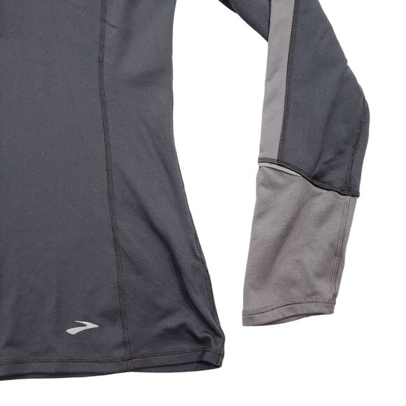 Brooks True Runner 1/4 Zip Pullover XS Women Gray Stand Up Spellout Thumb Holes - Picture 11 of 12